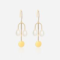 Brass Drop Earring, with Plastic Pearl, gold color plated, Earring Beads & for woman, 23*72mm Approx 72 Inch 