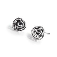 Sterling Silver Stud Earring, 925 Sterling Silver, Rose, antique silver color plated, fashion jewelry & for woman, 6mm 