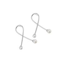 Sterling Silver Stud Earring, 925 Sterling Silver, with Shell Pearl, platinum plated, fashion jewelry & for woman, 1mmuff0c4mmuff0c5mmuff0c24mm 