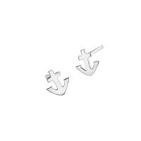 Sterling Silver Stud Earring, 925 Sterling Silver, Anchor, platinum plated, fashion jewelry & for woman 