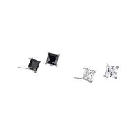 Sterling Silver Stud Earring, 925 Sterling Silver, platinum plated, for woman & with rhinestone 