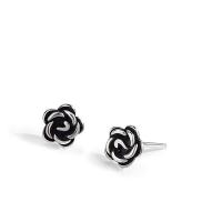 Sterling Silver Stud Earring, 925 Sterling Silver, Rose, antique silver color plated, vintage & for woman 