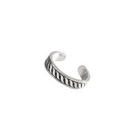 925 Sterling Silver Cuff Finger Ring, antique silver color plated, fashion jewelry & for woman, 3.5mm, US Ring .5 