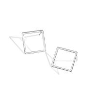 Sterling Silver Stud Earring, 925 Sterling Silver, Square, platinum plated, for woman & smooth 