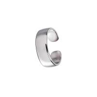 925 Sterling Silver Cuff Finger Ring, platinum plated, for woman & smooth, 6mm, US Ring .5 