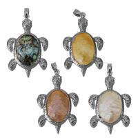 Brass Shell Pendants, with Yellow Shell & White Shell & Abalone Shell, Turtle, silver color plated, fashion jewelry nickel, lead & cadmium free Approx 