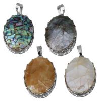 Brass Shell Pendants, with Yellow Shell & White Shell & Abalone Shell, silver color plated, fashion jewelry nickel, lead & cadmium free Approx 