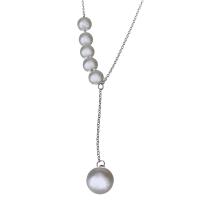 Stainless Steel Jewelry Necklace, with Plastic Pearl, with 2Inch extender chain, oval chain & for woman, original color  1mm Approx 18 Inch 