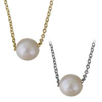 Stainless Steel Jewelry Necklace, with Plastic Pearl, with 2Inch extender chain, plated, oval chain & for woman 1.5mm Approx 18 Inch 