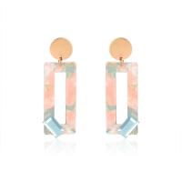 Zinc Alloy Drop Earring, with Acetate, stainless steel post pin, Rectangle, fashion jewelry & for woman, 66*21mm 