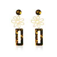 Zinc Alloy Drop Earring, with Acetate, stainless steel post pin, fashion jewelry & for woman, 103*35mm 