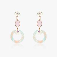 Zinc Alloy Drop Earring, with Acetate, stainless steel post pin, fashion jewelry & for woman & with rhinestone, 70*30mm 