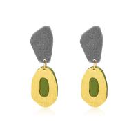 Zinc Alloy Drop Earring, with Acetate, stainless steel post pin, fashion jewelry & for woman, 61*20mm 