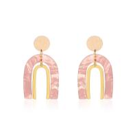 Zinc Alloy Drop Earring, with Acetate, stainless steel post pin, fashion jewelry & for woman, 50*26mm 