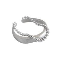 925 Sterling Silver Cuff Finger Ring, platinum plated, fashion jewelry & for woman, 4mm, 1.5mm, US Ring .5-7.5 