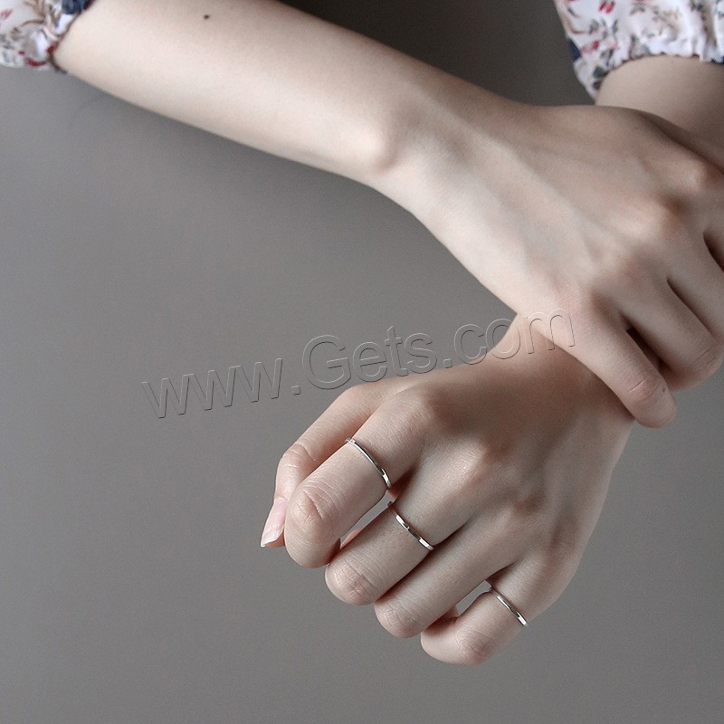 925er Sterling Silber Manschette Fingerring, platiniert, Modeschmuck & verschiedene Größen vorhanden & für Frau, 1.2mm, Größe:5-6.5, verkauft von PC
