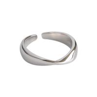 925 Sterling Silver Cuff Finger Ring, platinum plated, fashion jewelry & for woman, 5mm, US Ring .5-10.5 