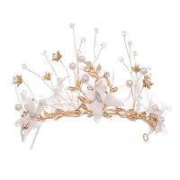 Bridal Tiaras, Zinc Alloy, with ABS Plastic Pearl & Cloth & Feather, plated, for woman & with rhinestone 