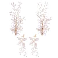Zinc Alloy Wedding Set, hair clip & earring, with Crystal, gold color plated, fashion jewelry & for woman, 125mm,85mm 
