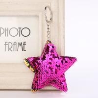 Sequins Key Clasp, with PU Leather & Zinc Alloy, Star, for woman 