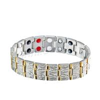 Titanium Steel Bracelet, with Gemstone, titanium steel interlocking clasp, plated, with magnetic & for man Approx 8.7 Inch 