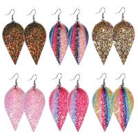 PU Leather Drop Earring, with Zinc Alloy, fashion jewelry & for woman 