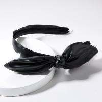 Hair Bands, PU Leather, with Zinc Alloy, plated, fashion jewelry & for woman, black, 7.5cm 