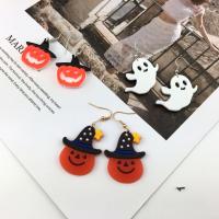 Acrylic Drop Earring, with Rubber & Acrylic, stainless steel earring hook, Pumpkin, plated, for woman 