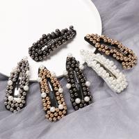 Hair Snap Clips, Zinc Alloy, with Plastic Pearl, plated, fashion jewelry & for woman 