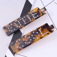 Alligator Hair Clip, Acetate, with Zinc Alloy, epoxy gel, for woman & with rhinestone 