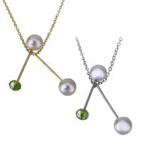 Stainless Steel Jewelry Necklace, with Plastic Pearl, with 2Inch extender chain, plated, oval chain & for woman 1.5mm Approx 17.5 Inch 