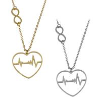 Stainless Steel Jewelry Necklace, with 2Inch extender chain, Electrocardiographic, plated, oval chain & for woman 1.5mm Approx 18.5 Inch 