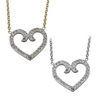 Stainless Steel Jewelry Necklace, with Rhinestone Clay Pave, with 2Inch extender chain, Heart, plated, oval chain & for woman 1.5mm Approx 18 Inch 