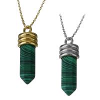 Stainless Steel Jewelry Necklace, with Malachite, with 2Inch extender chain, plated, oval chain & for woman 1.5mm Approx 17.5 Inch 