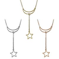 Stainless Steel Jewelry Necklace, with 2Inch extender chain, Star, plated, oval chain & for woman 53mm,1.5mm Approx 18 Inch 