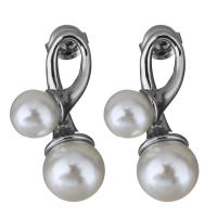 Stainless Steel Stud Earring, with Plastic Pearl, for woman, original color 