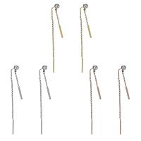 Stainless Steel Tassel Earring, with Plastic Pearl, plated, fashion jewelry & for woman 32mm,58.5mm 