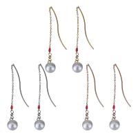 Stainless Steel Drop Earring, with Plastic Pearl, plated, fashion jewelry & for woman 56.5mm,1mm 