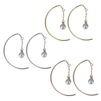 Stainless Steel Drop Earring, with Plastic Pearl, plated, fashion jewelry & for woman 30mm,38.5mm 