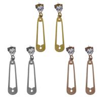 Stainless Steel Drop Earring, plated, fashion jewelry & for woman & with rhinestone 43.5mm 