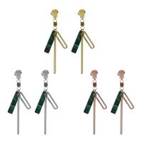 Stainless Steel Drop Earring, with Malachite, plated, fashion jewelry & for woman 53mm 