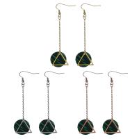 Stainless Steel Drop Earring, with Malachite, plated, fashion jewelry & for woman 79mm 