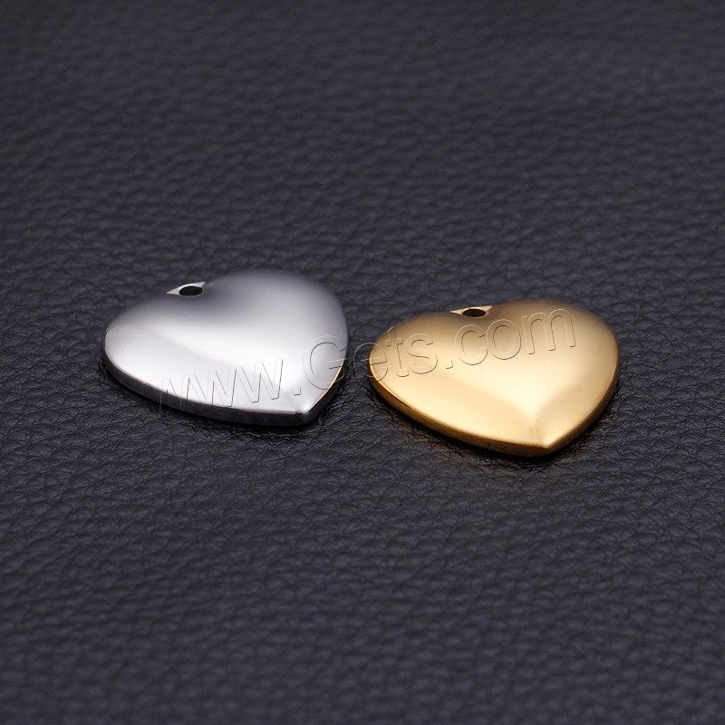 pendentifs de cœur en inox , acier inoxydable, coeur plat, Placage, normes différentes pour le choix, plus de couleurs à choisir, Trou:Environ 1mm, 5PC/lot, Vendu par lot