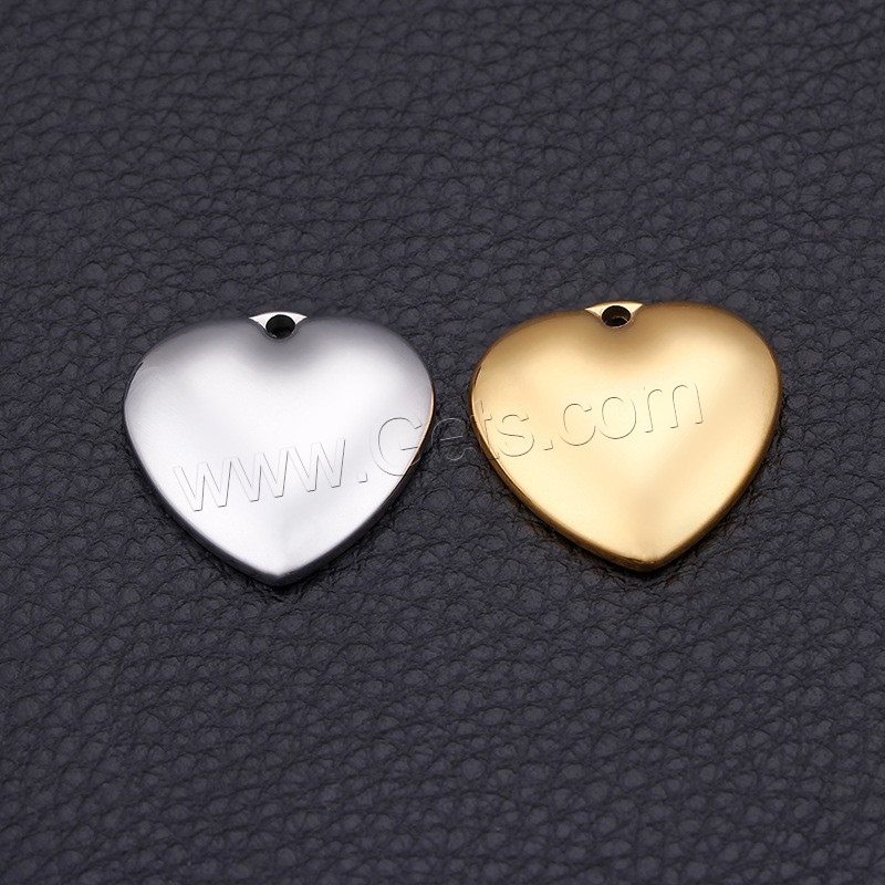 pendentifs de cœur en inox , acier inoxydable, coeur plat, Placage, normes différentes pour le choix, plus de couleurs à choisir, Trou:Environ 1mm, 5PC/lot, Vendu par lot