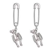 Acrylic Drop Earring, with Brass, Bear, platinum color plated, fashion jewelry & for woman, 60mm,25mm 