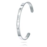 Stainless Steel Cuff Bangle, fashion jewelry & with letter pattern & for woman, original color, 6*1.8mm, Inner Approx 65mm Approx 8 Inch 