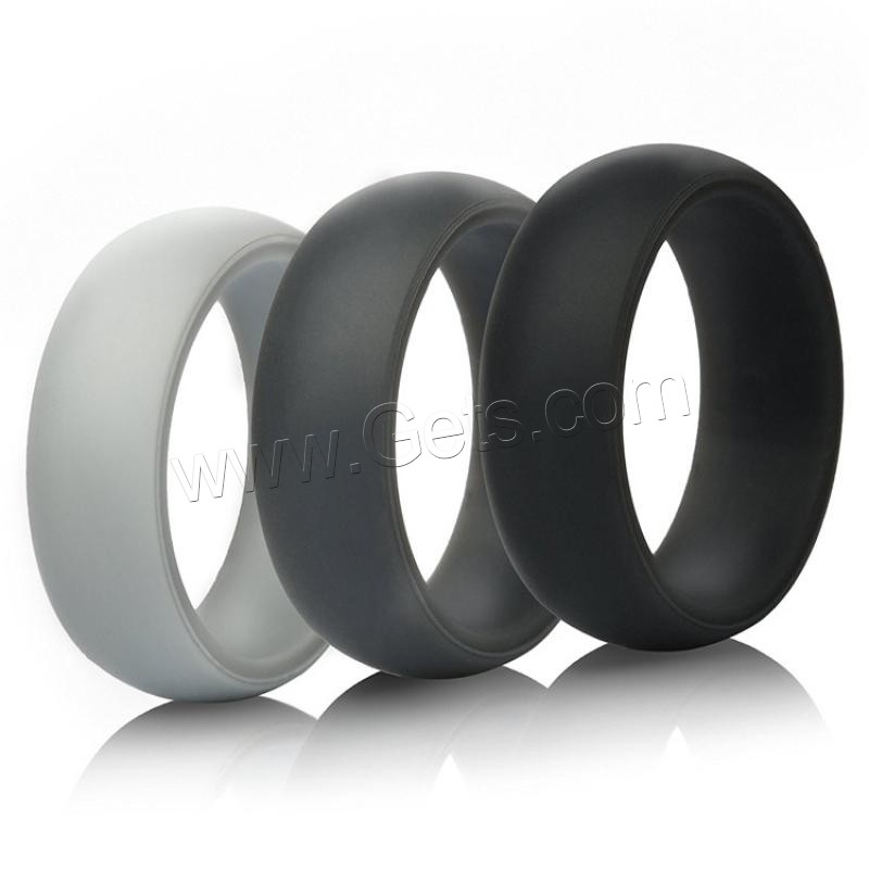 Anillo de dedo de silicona, forma de anillo, tres piezas & unisexo & diverso tamaño para la opción, más colores para la opción, 8*2.8mm, Vendido por Set