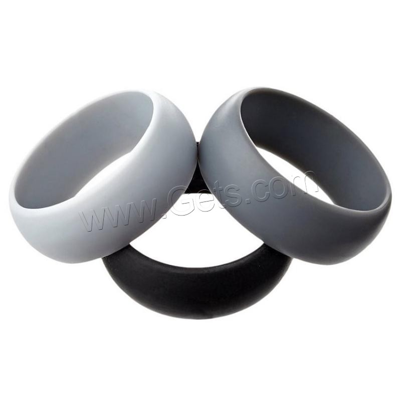 bague en silicone , forme d'anneau, trois pièces & unisexe & normes différentes pour le choix, plus de couleurs à choisir, 8*2.8mm, Vendu par fixé