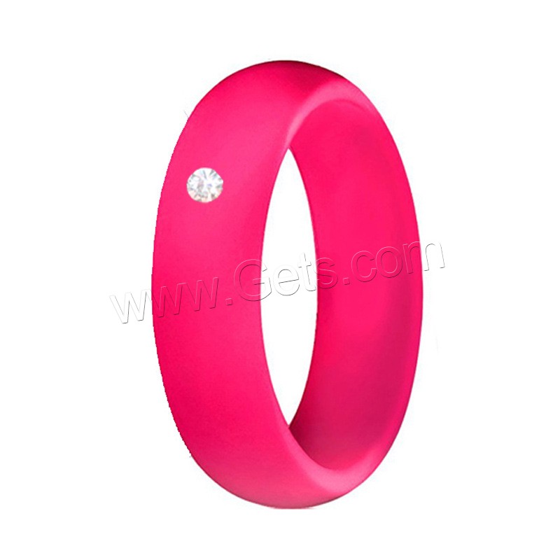 Silicone Finger Ring, Unisex & different size for choice & with rhinestone, more colors for choice, 5.7*2mm, Sold By Set