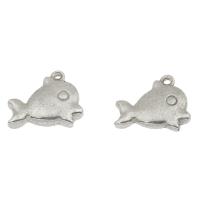 Stainless Steel Animal Pendants, Fish, original color Approx 1mm 